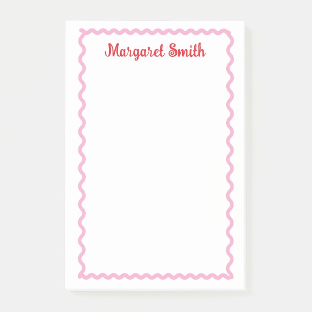 Personalized Monogram Notepads with Scallop Border Post-it Klebezettel (Vorderseite)