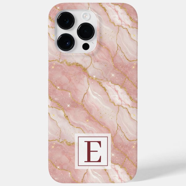 Personalized Monogram Rose Quartz Gold Case-Mate iPhone Hülle (Rückseite)