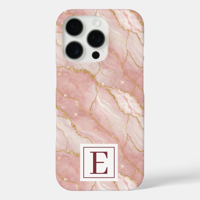 Personalized Monogram Rose Quartz Gold Case-Mate iPhone Hülle (Rückseite)