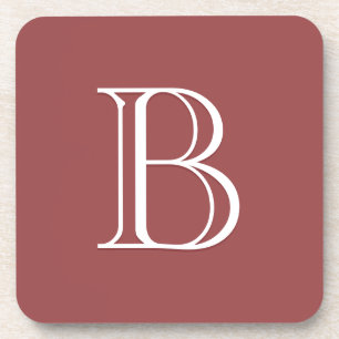 Personalized Monogrammed Letter Initial Square Red Getränkeuntersetzer