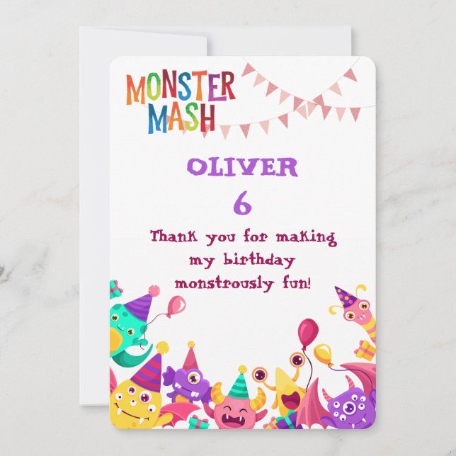 Personalized Monster Thank You Card – Crocodile &  Dankeskarte (Vorderseite)