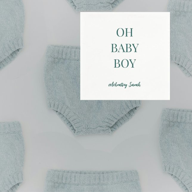 Personalized Moody Blue-Green Baby Boy Shower Serviette (Von Creator hochgeladen)