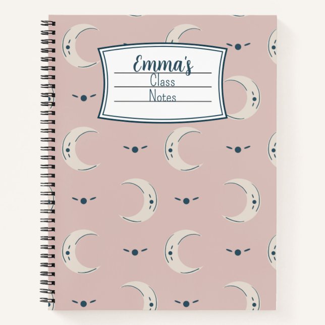 Personalized Moon Pattern Spiral Notebook 8.5x11 Notizbuch (Vorderseite)