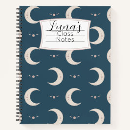 Personalized Moon Pattern Spiral Notebook 8.5x11  Notizbuch