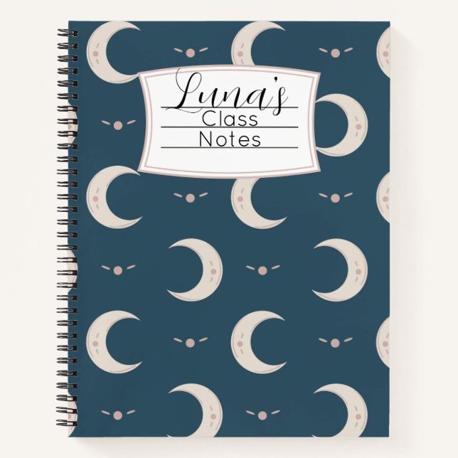 Personalized Moon Pattern Spiral Notebook 8.5x11  Notizbuch (Vorderseite)