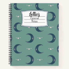 Personalized Moon Pattern Spiral Notebook 8.5x11  Notizbuch