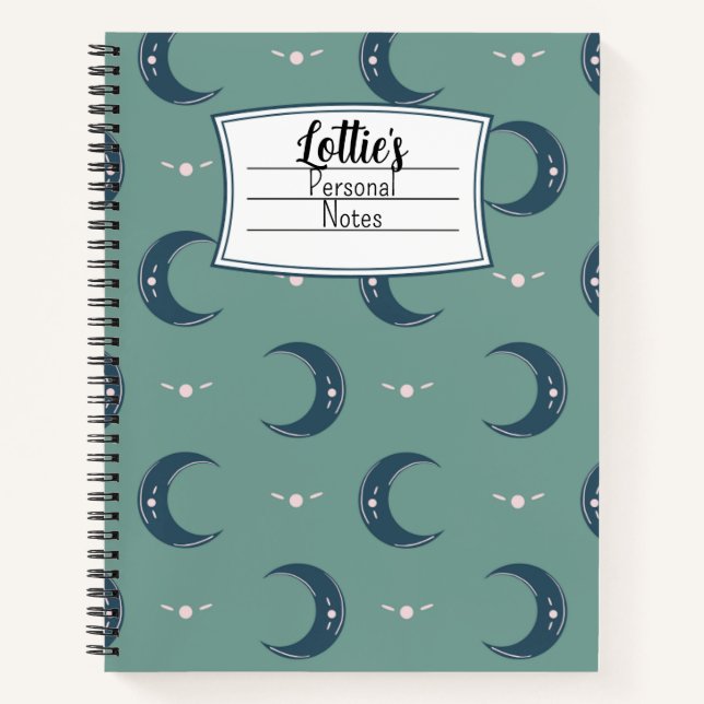 Personalized Moon Pattern Spiral Notebook 8.5x11  Notizbuch (Vorderseite)