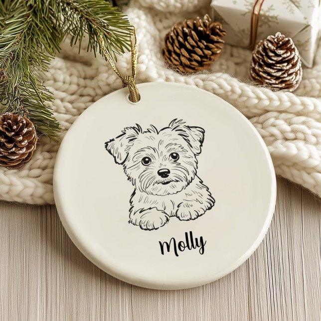 Personalized Morkie Dog Christmas Keramik Ornament (Von Creator hochgeladen)