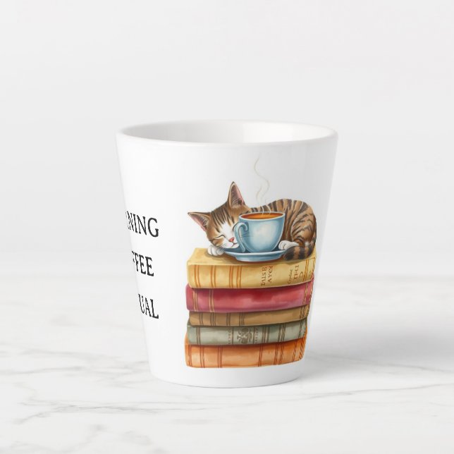 Personalized Morning Coffee Cat Ritual Cozy Milchtasse (Vorderseite)
