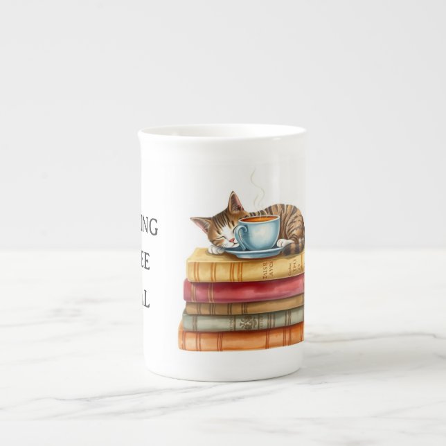 Personalized Morning Coffee Cat Ritual Cozy Prozellantasse (Vorderseite)