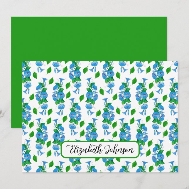 Personalized Morning Glories Floral Note Card Mitteilungskarte (Vorne/Hinten)