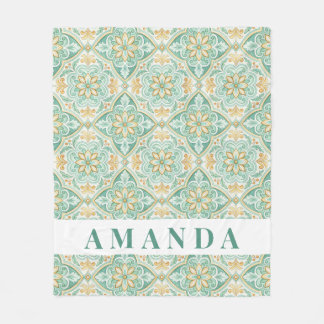 Personalized Moroccan Tile Mediterranean Fleecedecke