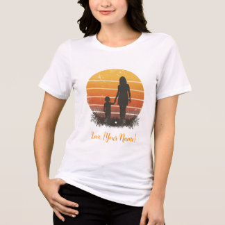 Personalized Mother and Child Sunset Silhouette  Tri-Blend Shirt