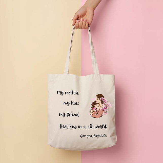 Personalized Mother's Day Mom's Hug Tote Bag Tragetasche (Von Creator hochgeladen)