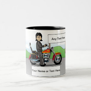 Personalized Motorcycle - Female Cartoon Zweifarbige Tasse