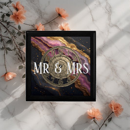 Personalized Mr and Mrs Agate Pink Romantic Luxury Erinnerungskiste