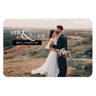 Personalized Mr & Mrs Monogram Wedding Photo Magnet