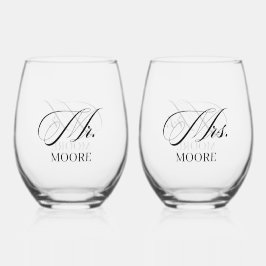 Personalized Mr. & Mrs. Stemless Wine Glass Weinglas Ohne Stiel