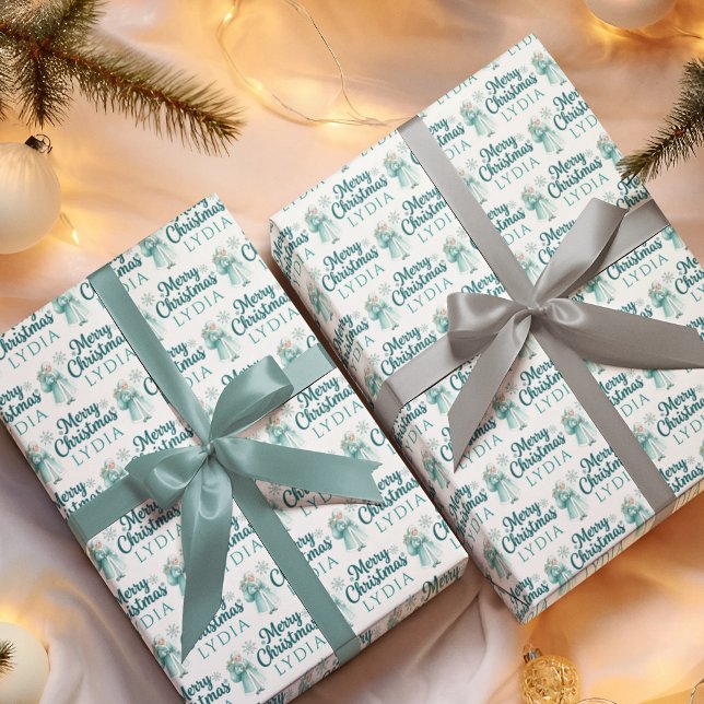Personalized Mrs. Claus Wrapping Paper Sheets Geschenkpapier Set (Celebrate someone special with these personalized cute Mrs. Claus wrapping paper sheets! )