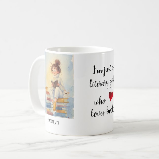 Personalized Mug "Literary Girl" Kaffeetasse (Vorderseite Links)