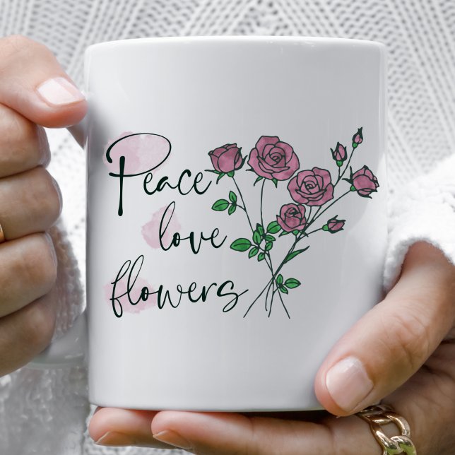 Personalized Mug Peace Love Flowers Kaffeetasse (Von Creator hochgeladen)