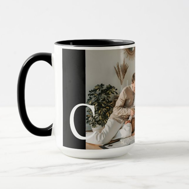 Personalized mug with monogram and family photo tasse (Links)