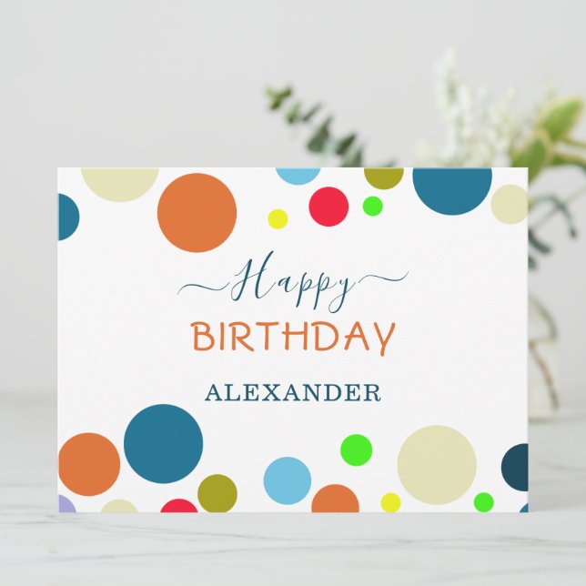 Personalized Multicolor Happy Birthday Card (Stehend Vorderseite)