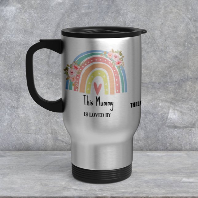 Personalized Mum's Rainbow & Floral Mug Reisebecher (Von Creator hochgeladen)