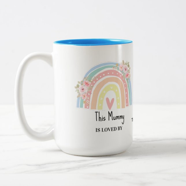 Personalized Mum's Rainbow & Floral Mug Zweifarbige Tasse (Links)