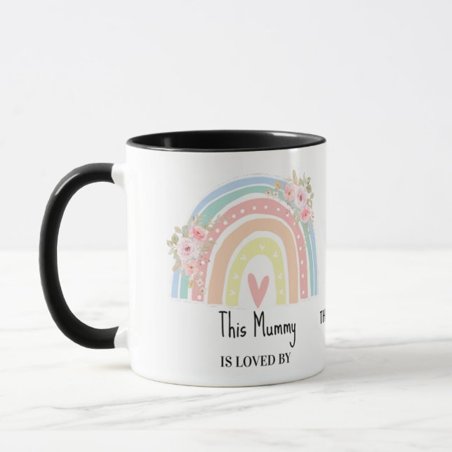 Personalized Mum's Rainbow & Floral Name Mug Tasse (Links)
