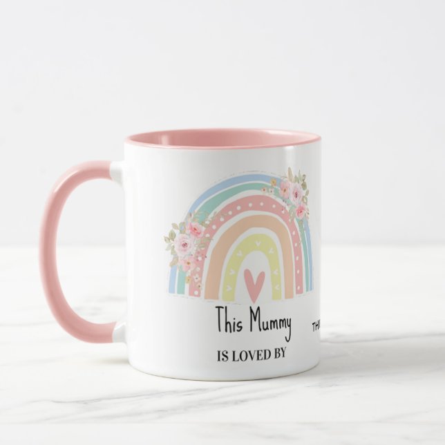 Personalized Mum's Rainbow & Floral Name Mug Tasse (Links)