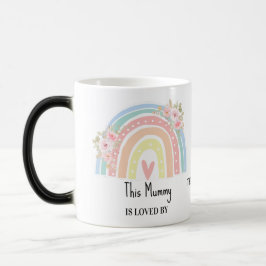 Personalized Mum's Rainbow & Floral Name Mug Verwandlungstasse