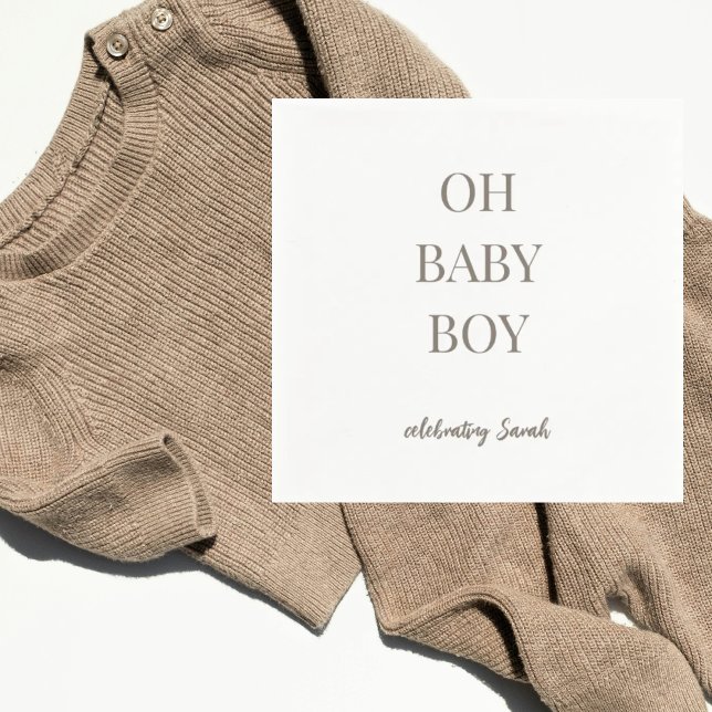 Personalized Mushroom Taupe Baby Boy Shower Serviette (Von Creator hochgeladen)