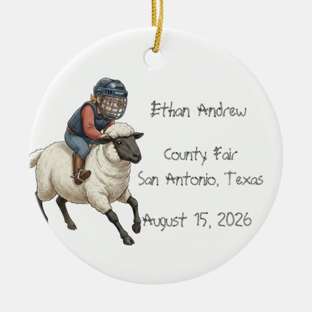 Personalized Mutton Bustin Boy  Keramik Ornament (Vorne)