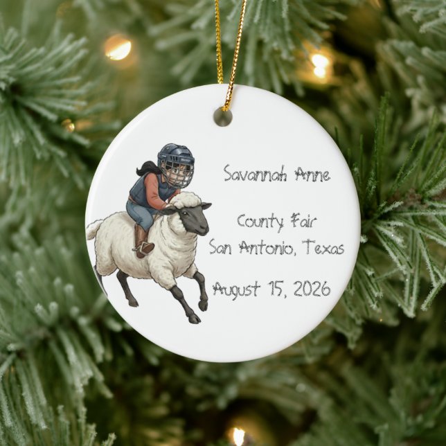 Personalized Mutton Bustin Rodeo Girls Keramik Ornament (Baum)