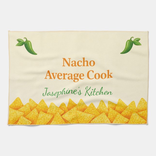 Personalized Nacho Average Cook Funny Tea Towel  Geschirrtuch (Horizontal)