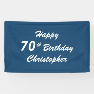 Personalized Name 70th Birthday Party Blue Plaid Banner