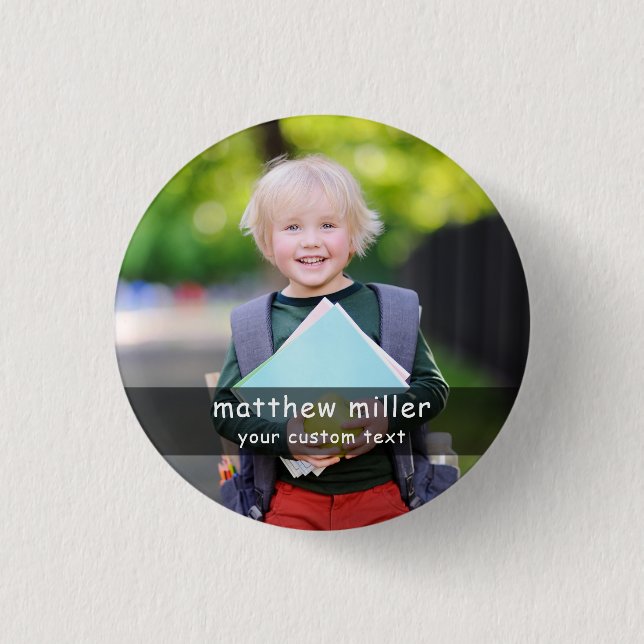 Personalized Name and Photo School Button (Vorderseite)