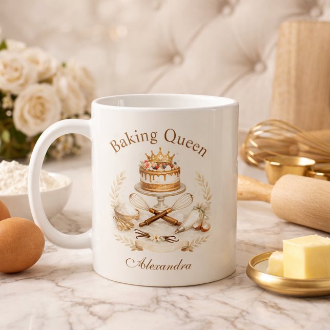 Personalized Name Baking Queen Kaffeetasse (Von Creator hochgeladen)