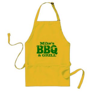 Personalized name BBQ apron for men Yellow Green   Schürze