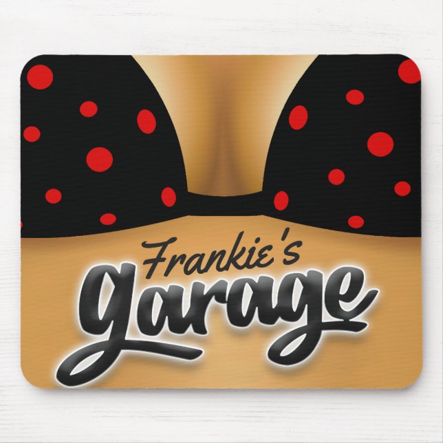 Personalized NAME Bikini Babe Girl Man Cave Garage Mousepad (Vorne)