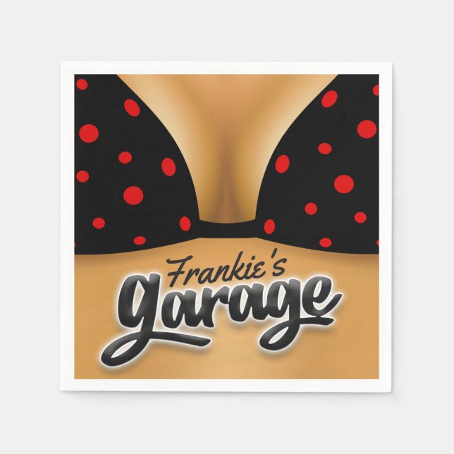 Personalized NAME Bikini Babe Girl Man Cave Garage Serviette (Vorderseite)