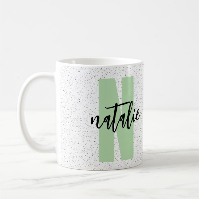 Personalized Name - Black Polka Dots Design Kaffeetasse (Links)
