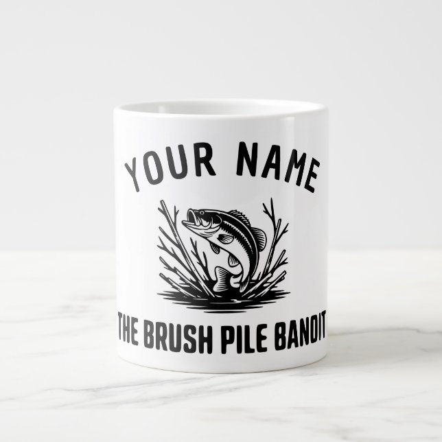 Personalized Name Brush Bass Hunter Jumbo-Tasse (Vorderseite)