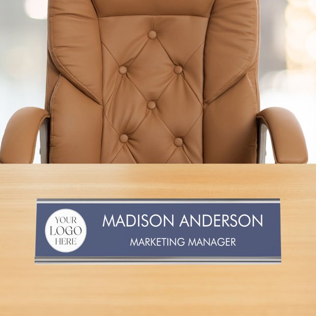 Personalized Name Business Logo Modern Minimalist Schreibtischnamensplakette (In situ)