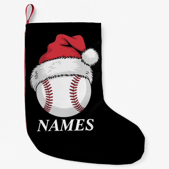 Personalized Name Christmas Baseball Santa Hat Kleiner Weihnachtsstrumpf (Vorderseite)