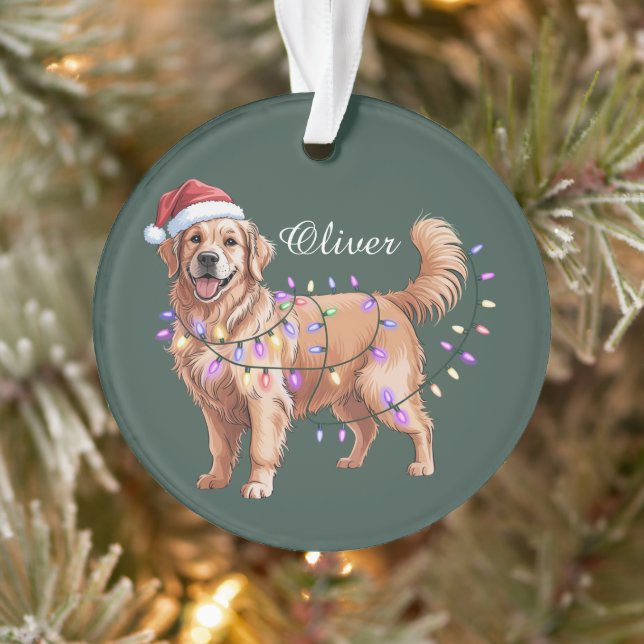 Personalized Name Christmas Golden Retriever Dog  Ornament (Baum)