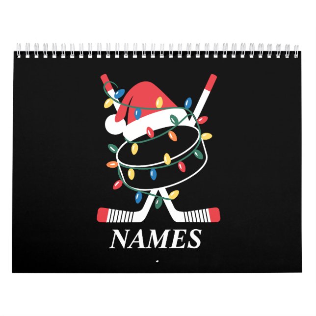 Personalized Name Christmas Hockey Xmas Santa Hat Kalender (Titelbild)
