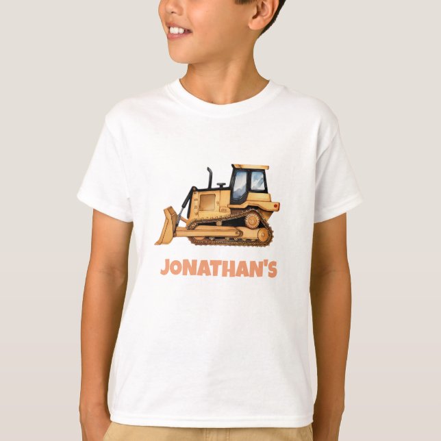 Personalized Name Construction Vehicle Bulldozer  T-Shirt (Vorderseite)