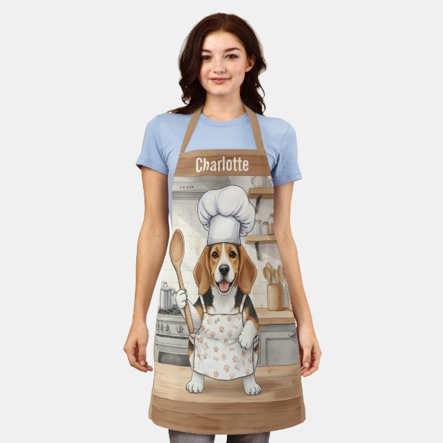 Personalized Name Cooking Beagle Dog Chef Schürze (Getragen)